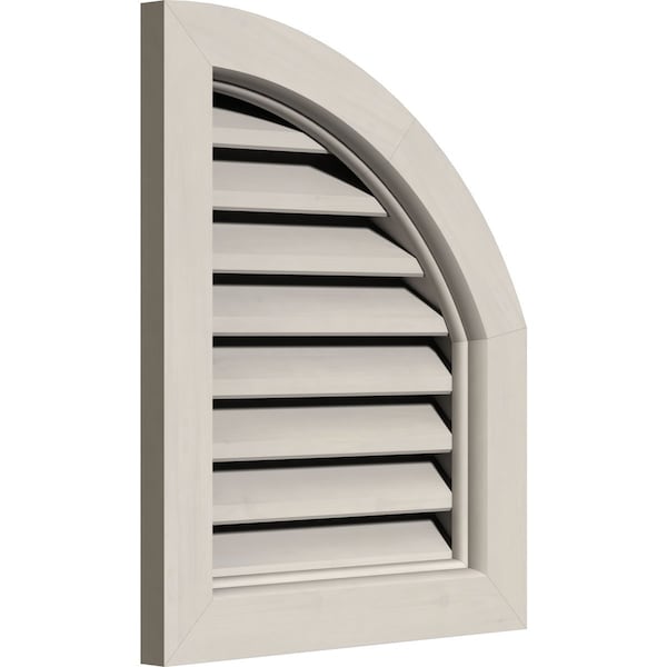 Quarter Round Top Right Western Red Cedar Gable Vent W/Brick Mould Face Frame, 15W X 28H